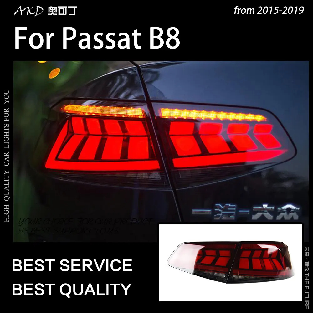 AKD Car Styling for VW Passat B8 Tail Light 2015-2019 Passat Europe LED Tail Lamp LED DRL Dynami Signal Brake Reverse auto Accessories