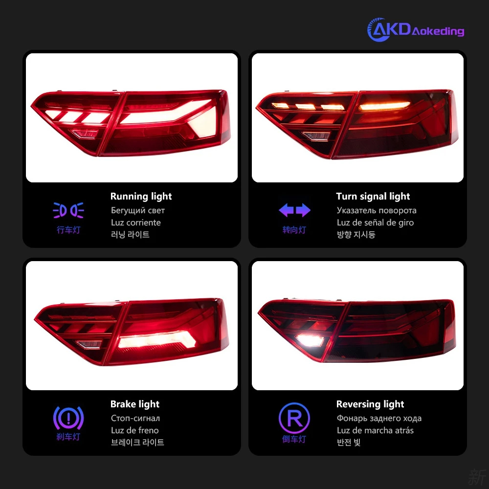 AKD Car Lights for Audi A5 Tail Lamp 2008-2016 S5 LE Tail Light Animation DRL Dynamic Signal Reverese Automotive Accessories