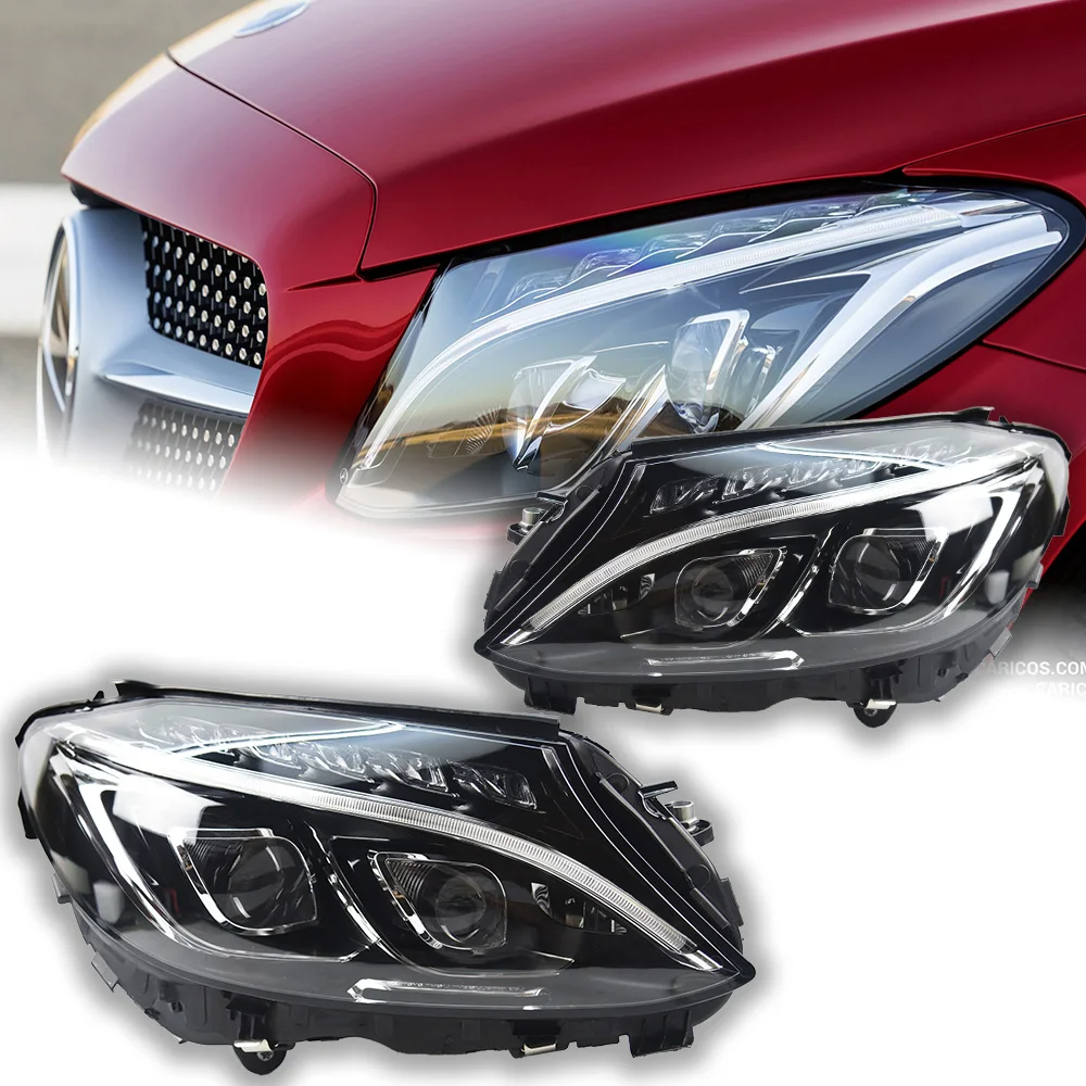 AKD Car Styling Headlights for Benz W205 C63 LED Headlight 2015-2018 Head Lamp DRL Signal Projector Lens Automotive Accessories