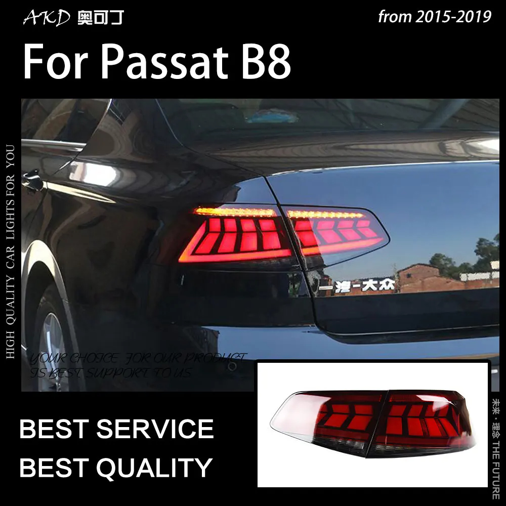 AKD Car Styling for VW Passat B8 Tail Light 2015-2019 Passat Europe LED Tail Lamp LED DRL Dynami Signal Brake Reverse auto Accessories