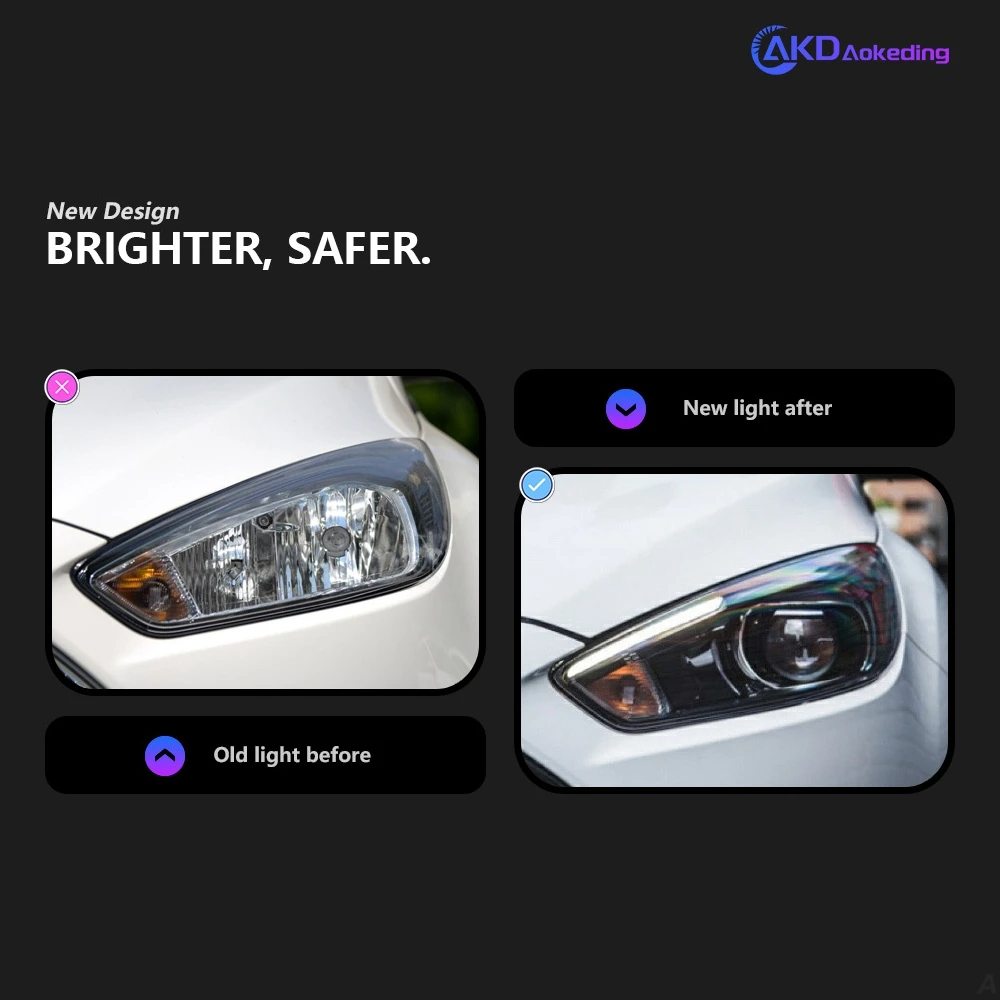 AKD Car Styling for Ford Focus Headlight 2015-2018 Focus ST Sytle Headlights D2H Hid Option Angel Eye Bi Xenon Beam Accessories