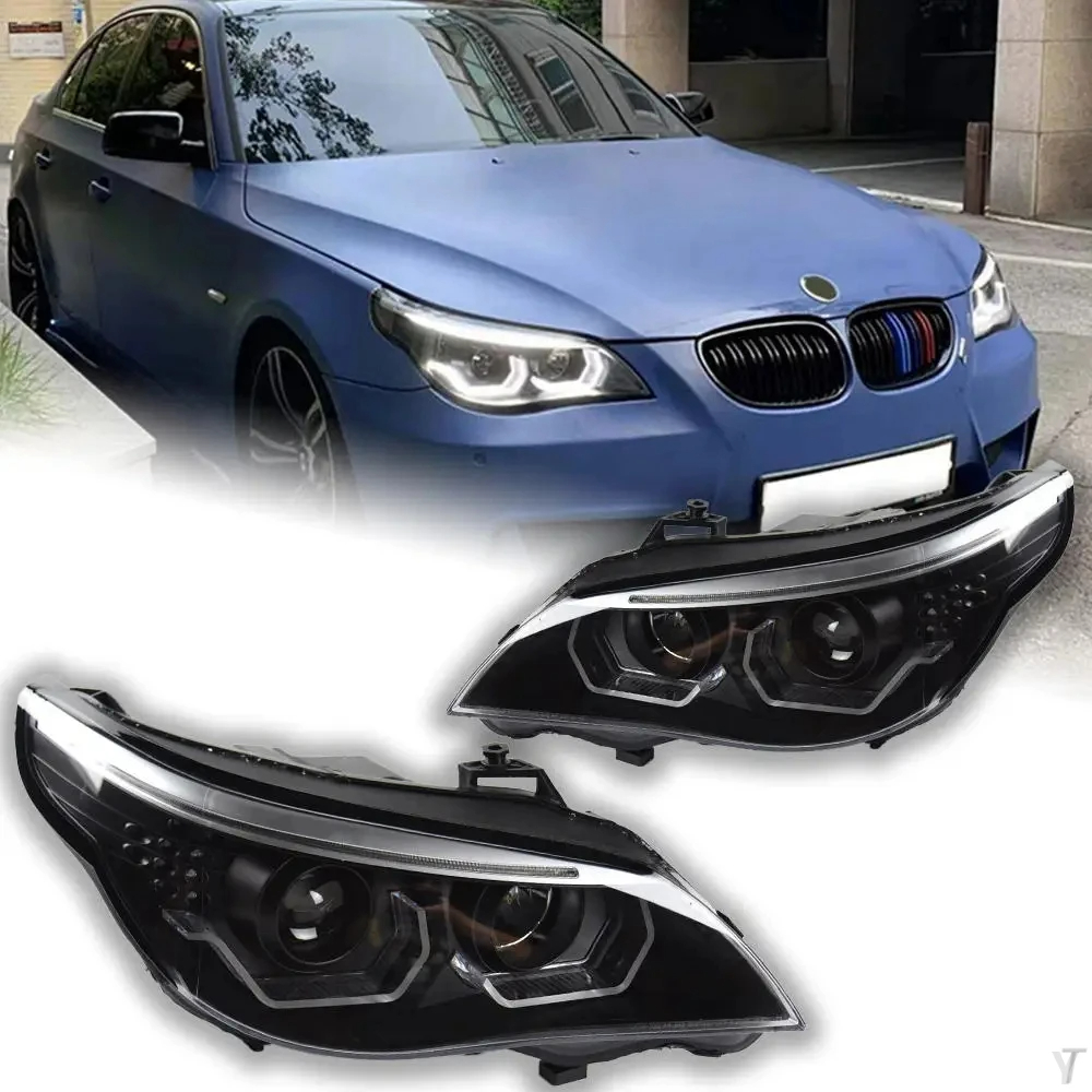 AKD Car Front Headlight For BMW E60 2003-2010 523i 530i LED Head Lamp Styling Dynamic Turn Signal Lens Automotive Accessories 2PCS