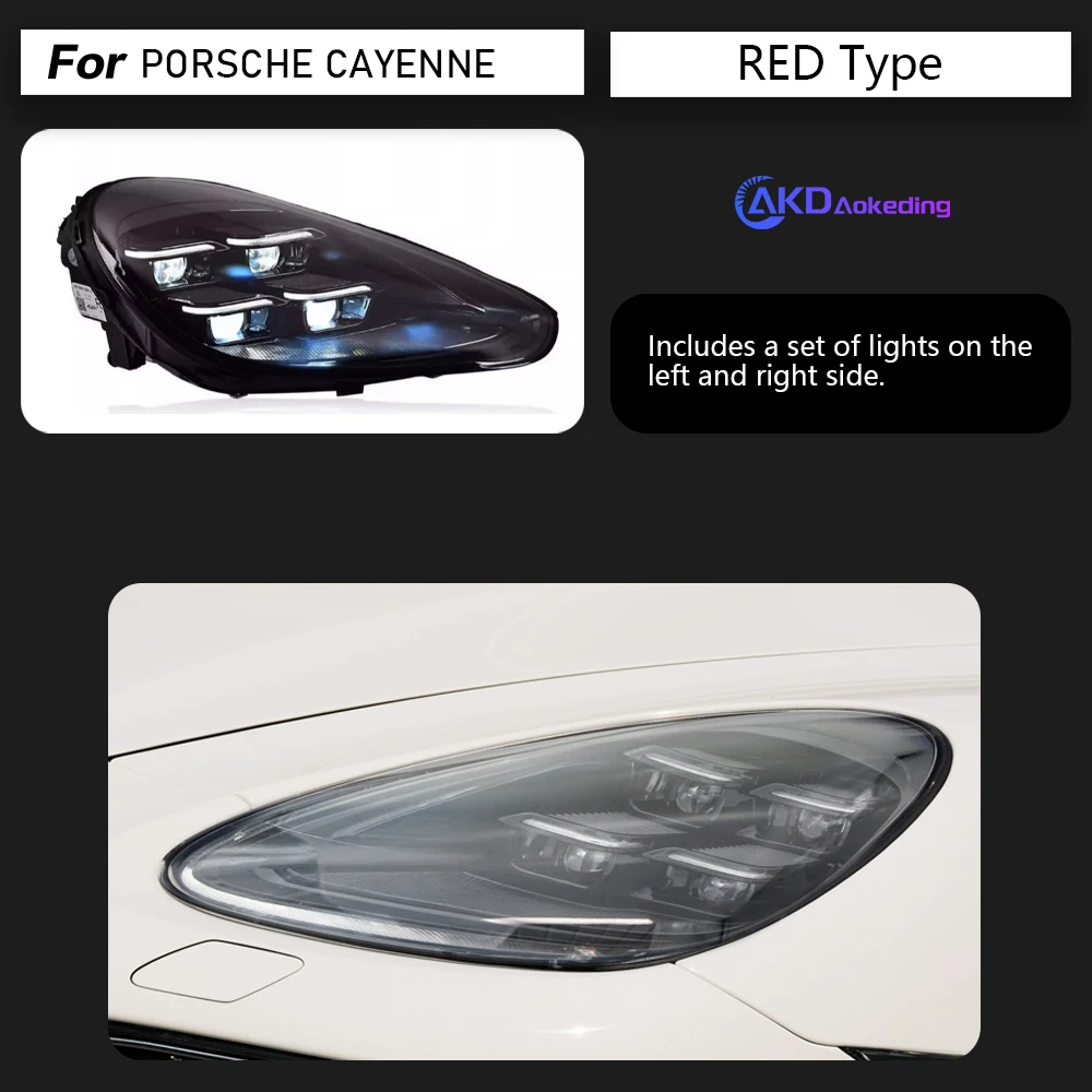 AKD Car Lights for Porsche Cayenne LED Headlights Projector Lens 2011-2018 Front DRL Matrix LED Head Lamp Automotive Accessories