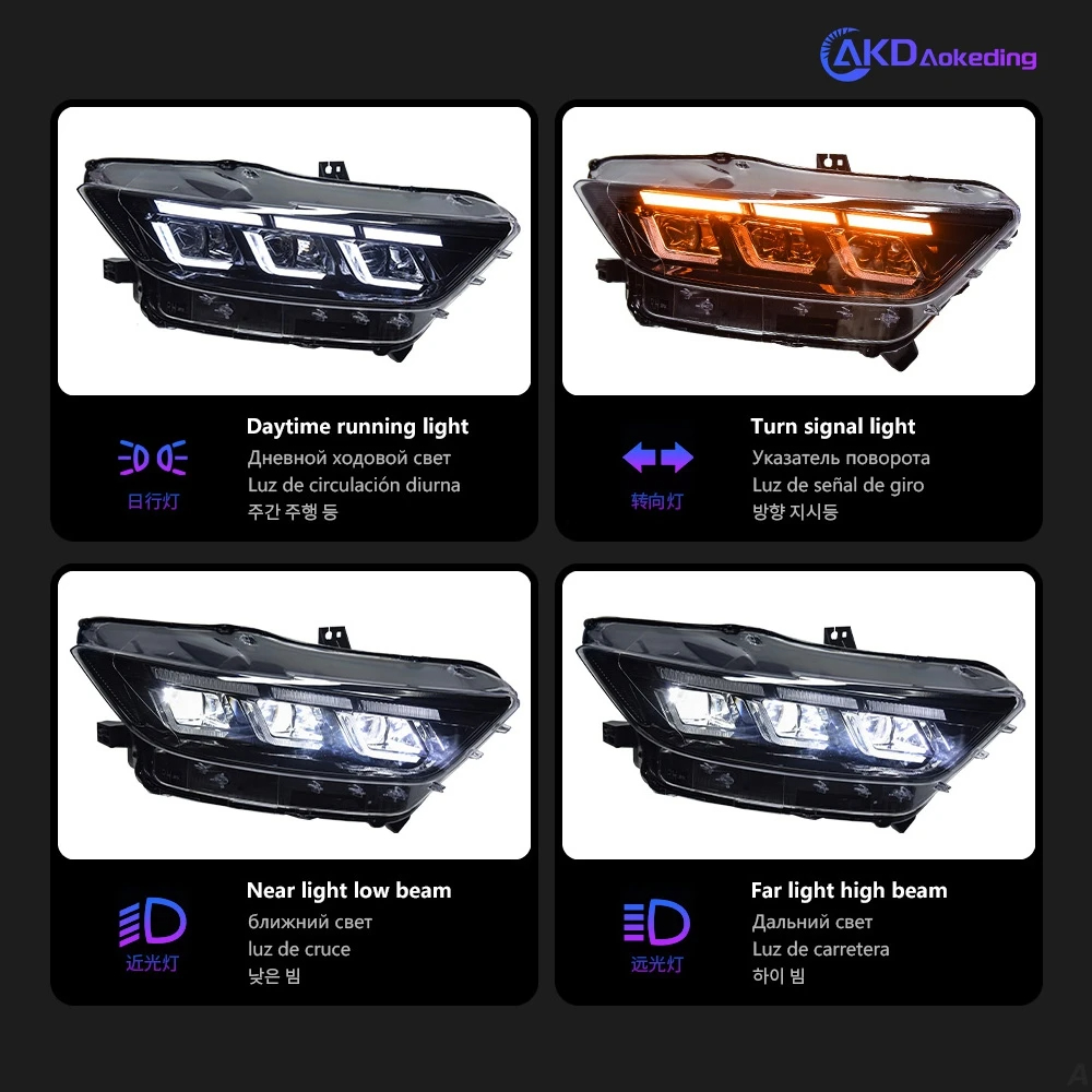 AKD Car Styling Head Lamp for Ford Mustang Headlights 2015-2017 Mustang LED Headlight DRL Hid Bi Xenon Auto Accessories