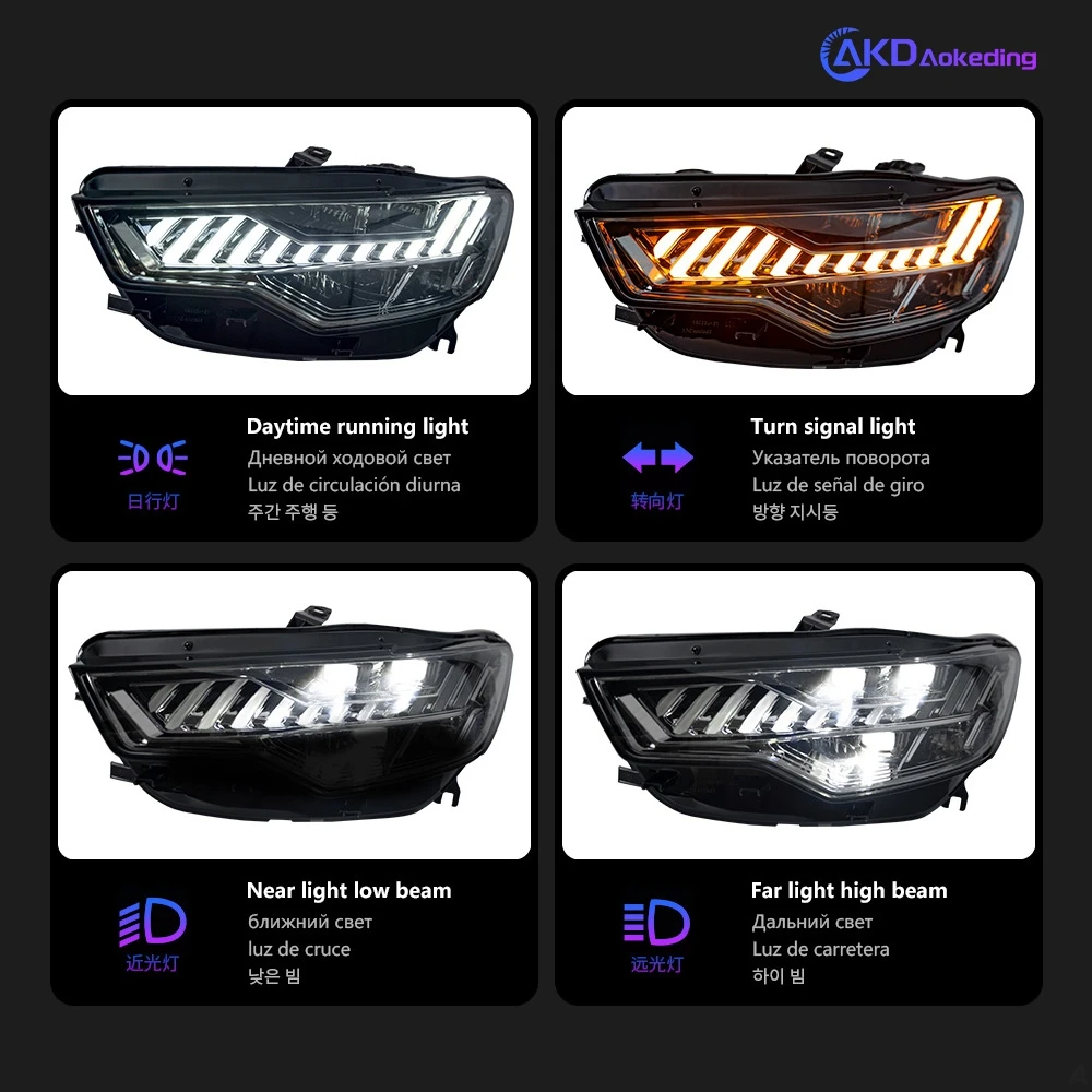 AKD Car Accessories Head Lamp for Audi A6 C7 Headlights 2012-2015 Upgrade A7 Design LED Headlight DRL Dynamic Singal High Low Beam