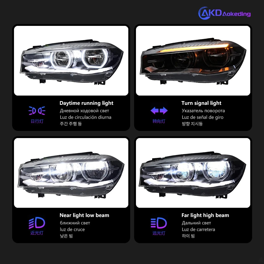 AKD Headlight For BMW X5 F15 LED Headlights 2014-2018 X6 F16 Head Lamp Car Styling DRL Signal Projector Lens Auto Accessories Lights