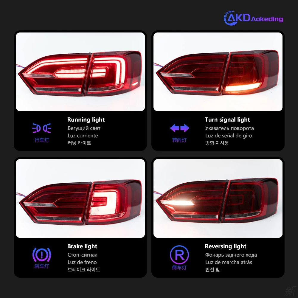 AKD Car Styling Tail Lamp for VW Jetta Tail Lights 2011-2014 Jetta Mk6 LED Tail Light DRL Turn Signal Brake Reverse auto Accessories