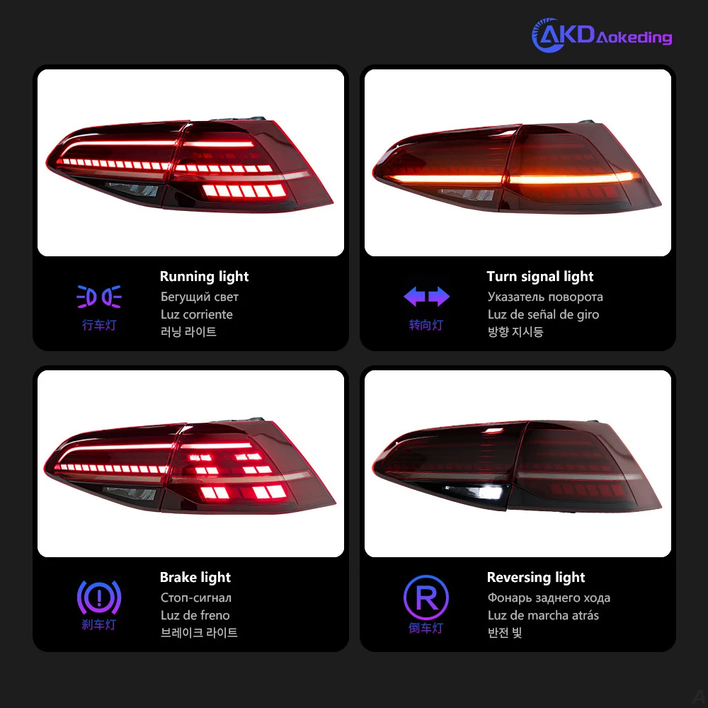 AKD Car Styling Tail Lamp for VW Golf 7 LED Tail Light 2013-2019 Golf 7.5 MK7 Rear Stop DRL Animation Brake Auto Accessories