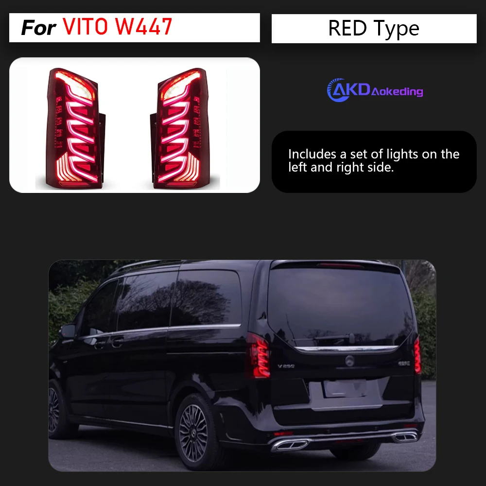 AKD Car Styling Parts for Benz Vito Tail Light 2014-2020 W447 LED Tail Lamp DRL Turn Dynamic Signal Brake Reverse Auto Accessories