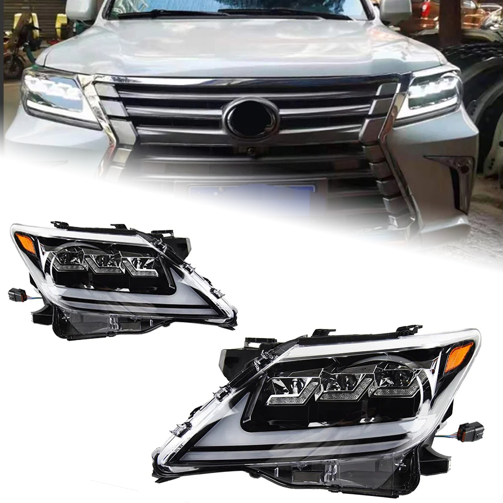 AKD Car Styling Head Lamp for LX570 Headlights 2008-2015 LX570 LED Headlight LED DRL Projector Lens Low Beam Auto Accessories