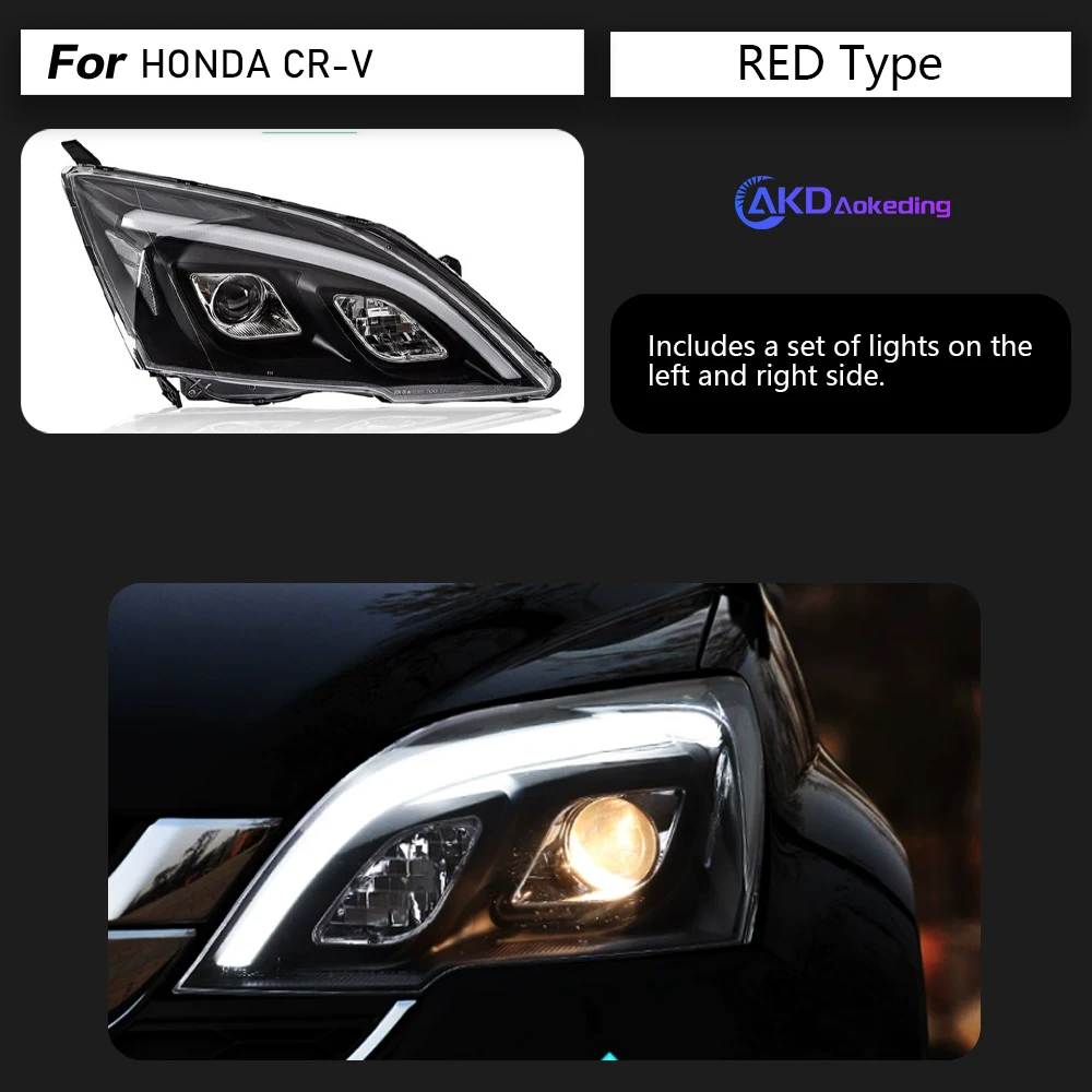 AKD Car Styling Head Lamp for CR-V Headlights 2007-2011 CRV LED Headlight led DRL Double Lens Hid Bi Xenon Auto Accessories