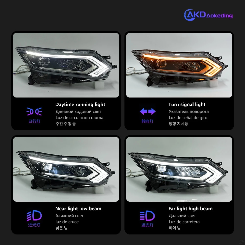 AKD Car Styling Head Lamp for Dualis Headlight 2019-2020 New Qashqai LED Headlight DRL LED Projector Lens auto accessorie