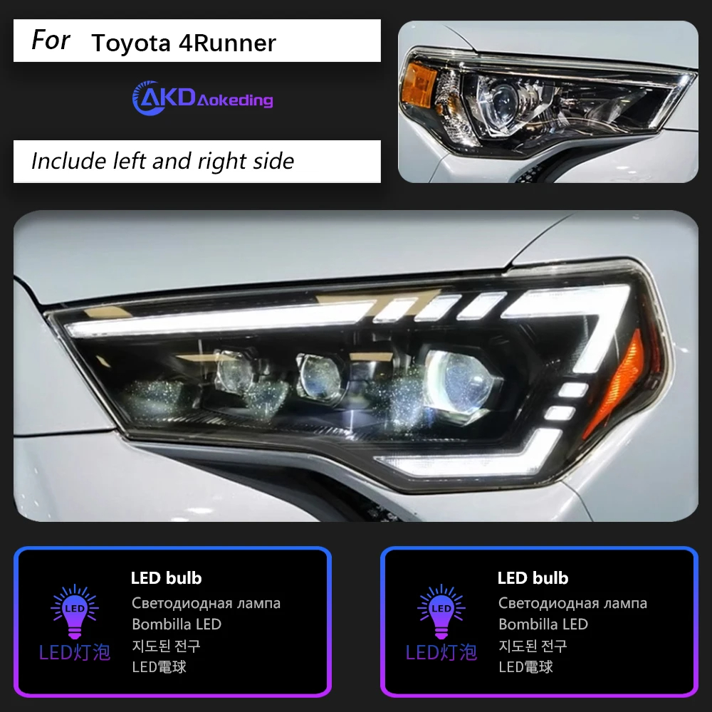 AKD Car Styling Head Lamp for 4 Runner Headlights 2014-2020 4Runner LED Headlight DRL Dynamic Signal projector lens auto Accessories