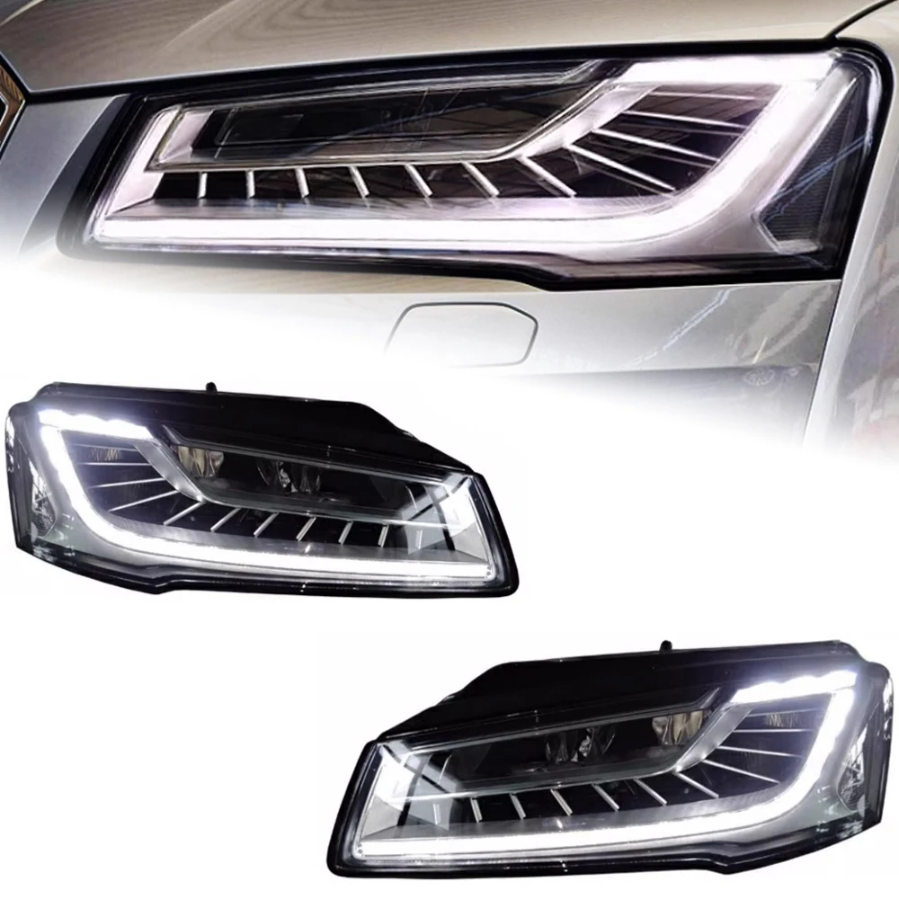 AKD Car Accessories Head Lamp for Audi A8 Headlights 2011-2017 A8L LED Headlight DRL Dynamic Singal High Low Beam