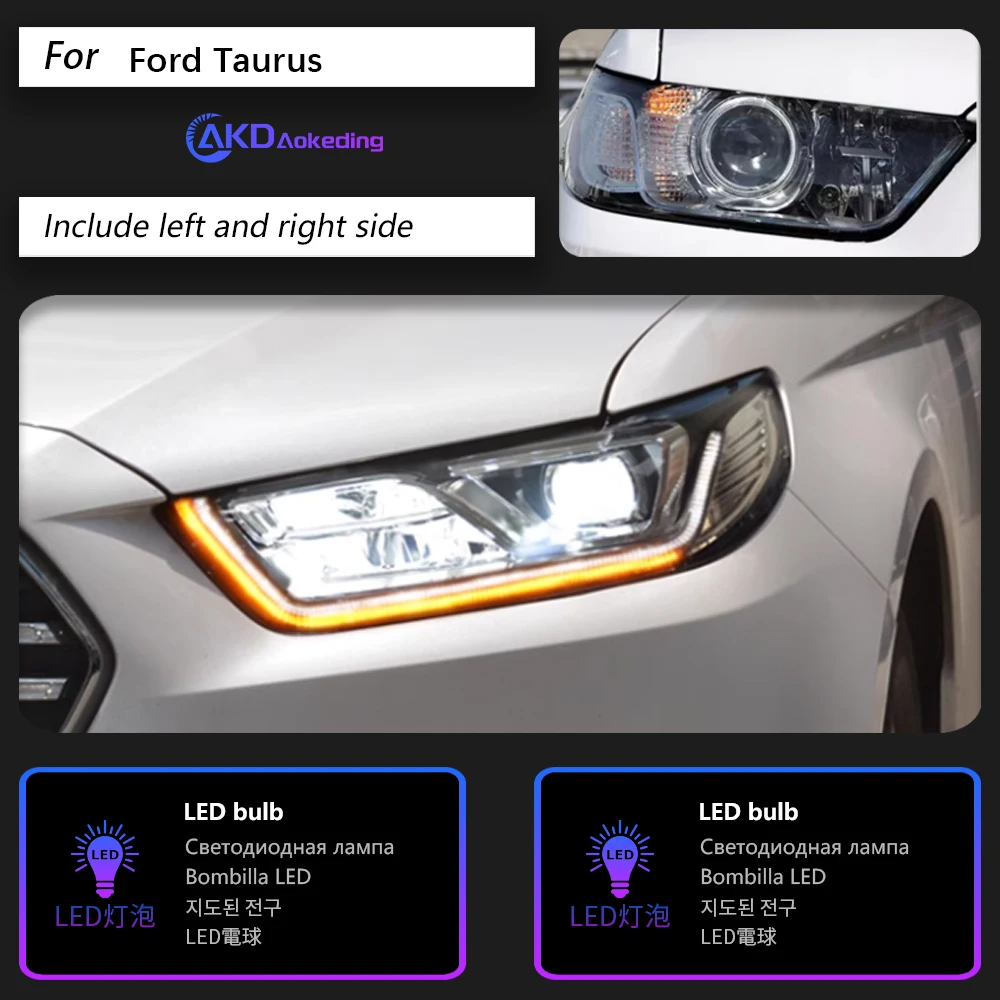 AKD Car Styling Head Lamp for Ford Taurus Headlights 2015-2018 Taurus LED Headlight DRL Hid Bi Xenon Auto Accessories