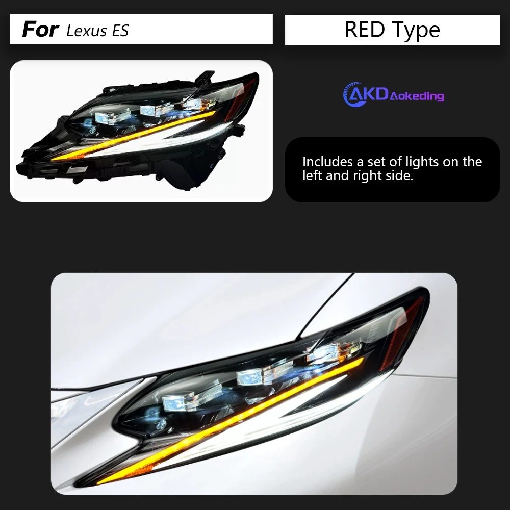 AKD Car Styling Head Lamp for Lexus ES ES200 Headlights 2015-2017 ES300 LED Headlight DRL Signal Projector Lens auto Accessories