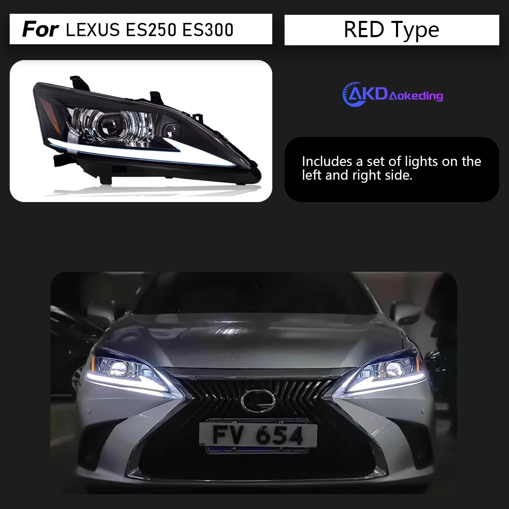 AKD Car Accessories Head Lamp for Lexus ES ES200 Headlights 2006-2012 ES300 LED Headlight ES250 DRL Signal Projector Lens auto