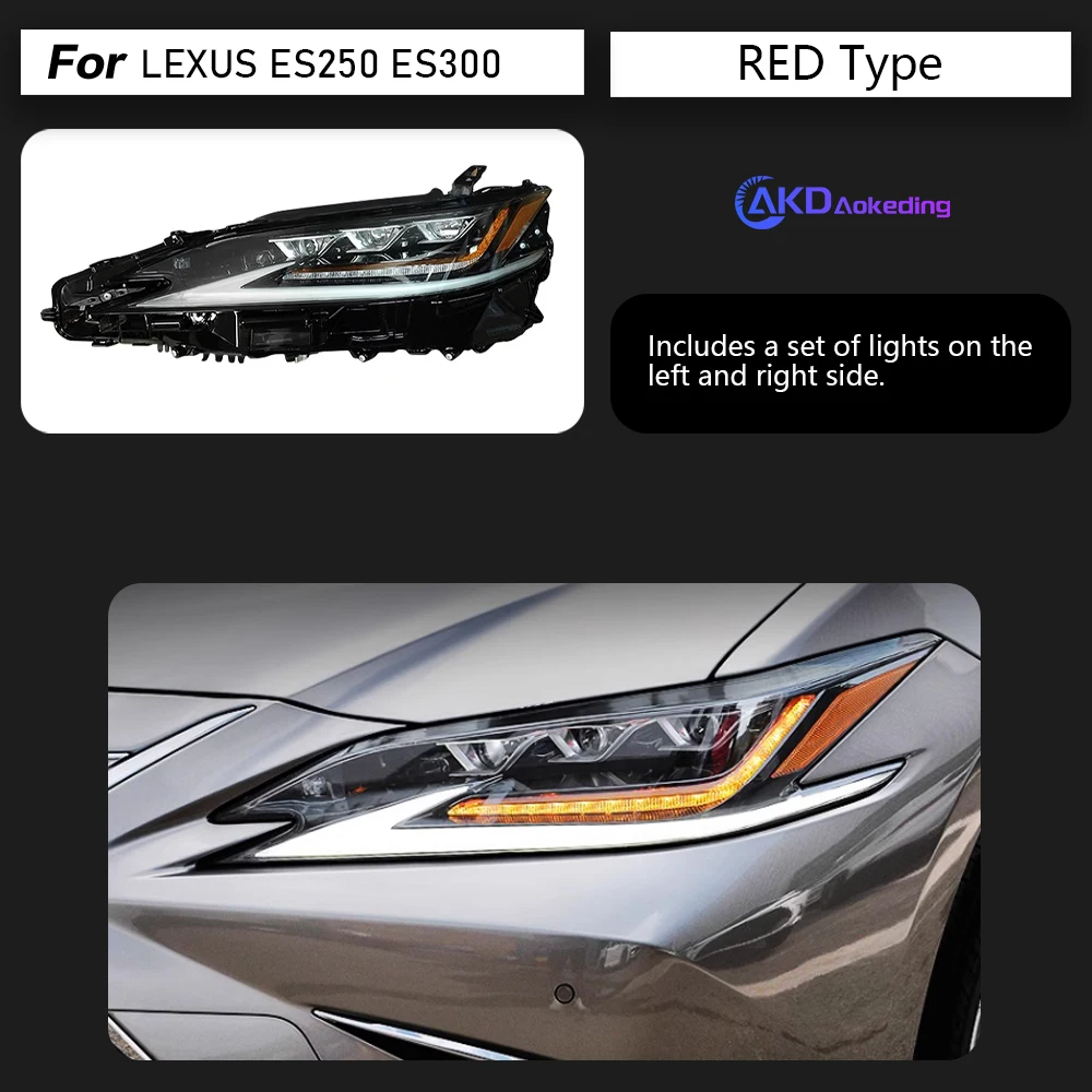 AKD Car Styling Head Lamp for Lexus ES200 Headlights 2018-2021 ES300 LED Headlight DRL Signal Projector Lens auto Accessories