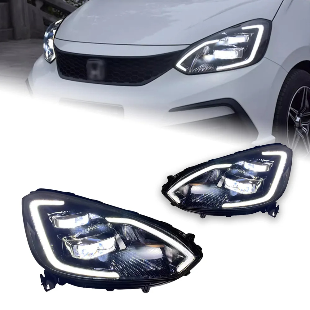 AKD Car Lights For Honda Jazz Fit 2020-2022 GR9 Life LED Auto Headlights Assembly Upgrade GT Design Bicofal Lens Dynamic Tools Accessories