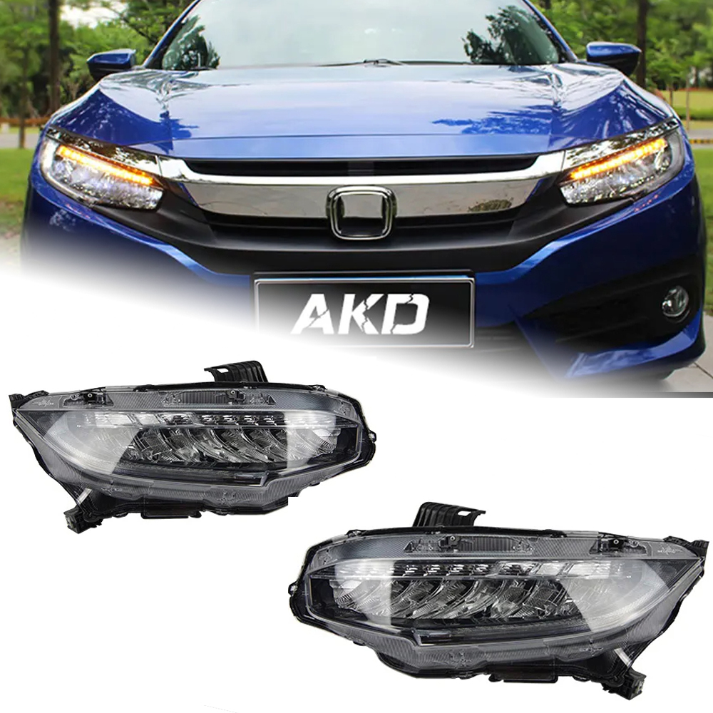 AKD Car Light For Honda Civic X 2016-2021 LED Auto Headlight Assembly Upgrade High Configure Dynamic Signal Lamp Tool Accessories