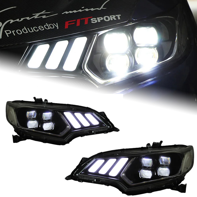 AKD Auto Parts For Honda Fit GK5 Headlights Jazz 14-20 Mustang Styling LED Daytime Lights Dual Projector DRL Car Accesorios Modified