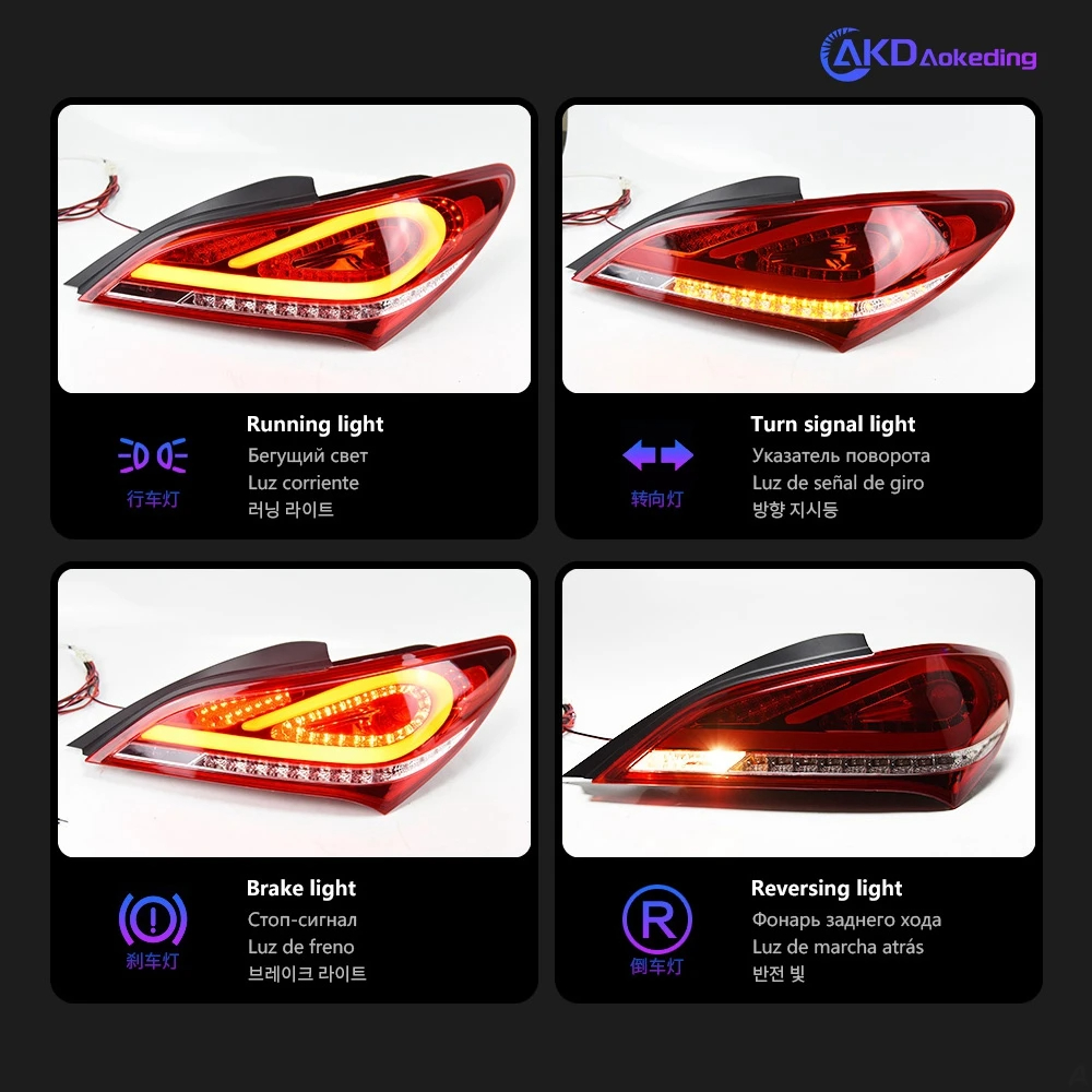 AKD Car Styling Tail Lamp for Hyundai Rohens Coupe taillight 2009-2012 LED taillight LED DRL Signal Auto Accessories