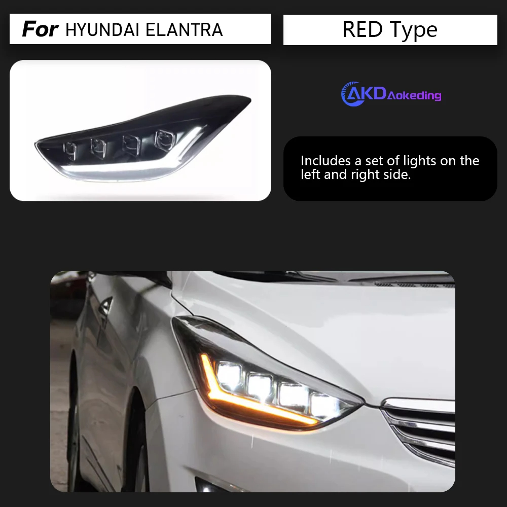 AKD Car Styling Head Lamp for Hyundai Elantra Headlights 2011-2016 Avante MD LED Headlight DRL Hid Bi Xenon Auto Accessories