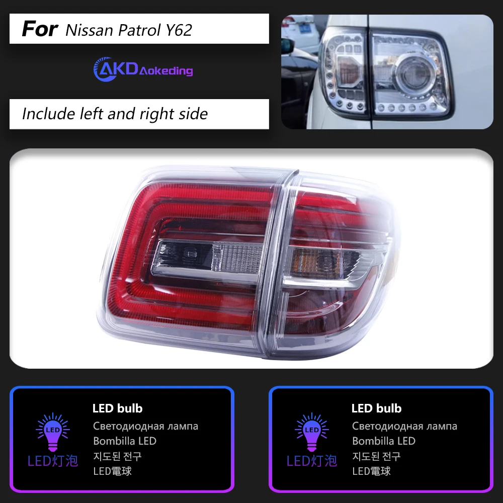 AKD Car Styling for Nissan Patrol Tail Lights 2012-2018 Tourle LED Tail Lamp LED DRL Brake Signal Reverse auto Accessories