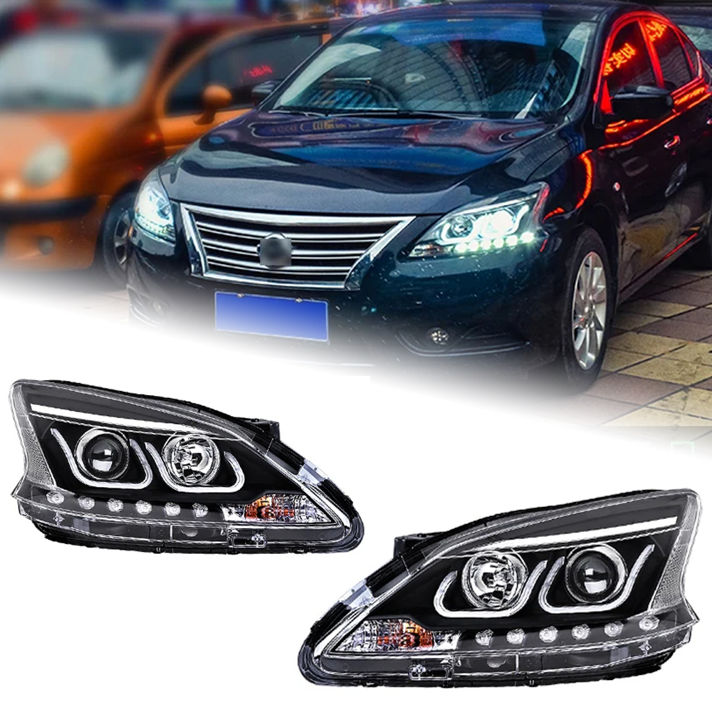 AKD Car Styling Head Lamp for Sylphy Headlights 2012-2014 Sentra LED Headlight DRL Hid Option Head Lamp Angel Eye Beam Accessories