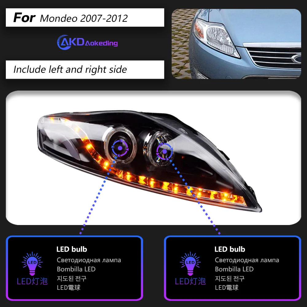 AKD Car Styling Head Lamp for Ford Mondeo Headlights 2009 Fusion LED Headlight Dynamic Signal DRL Hid Bi Xenon Auto Accessories