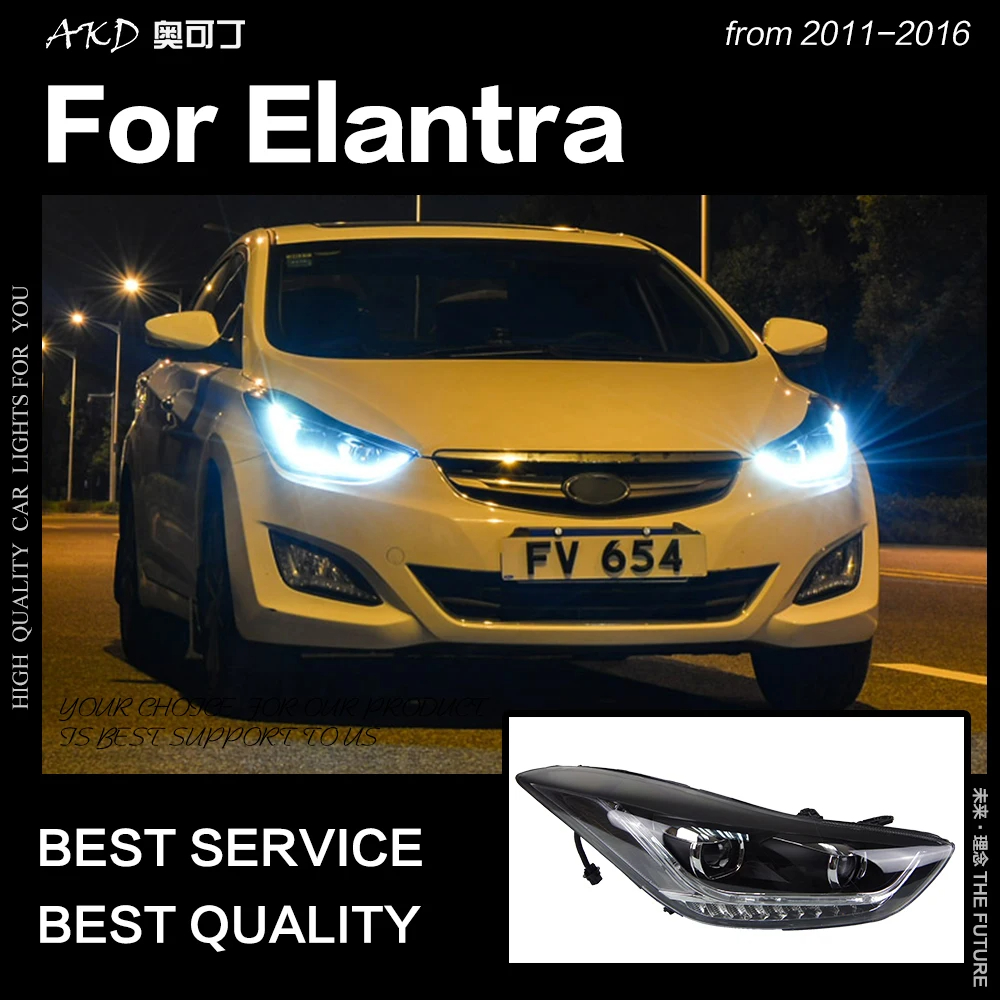 AKD Car Styling Head Lamp for Hyundai Elantra Headlights 2011-2016 Elantra MD LED Headlight DRL Hid Bi Xenon Auto Accessories