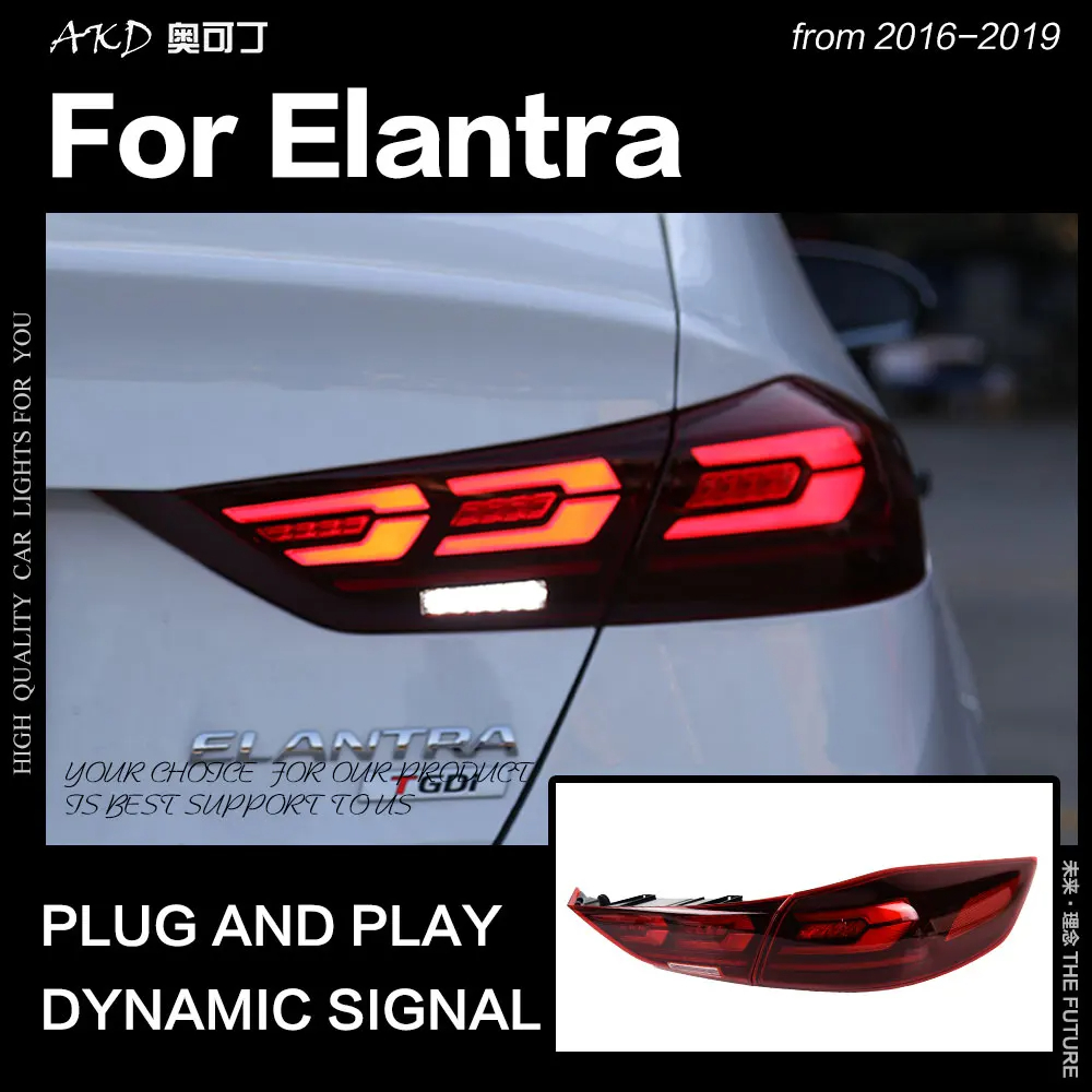 AKD Car Styling Tail Lamp for Hyundai Elantra LED Tail Light 2017-2019 Elantra DRL Dynamic Signal Brake Reverse Auto Accessories