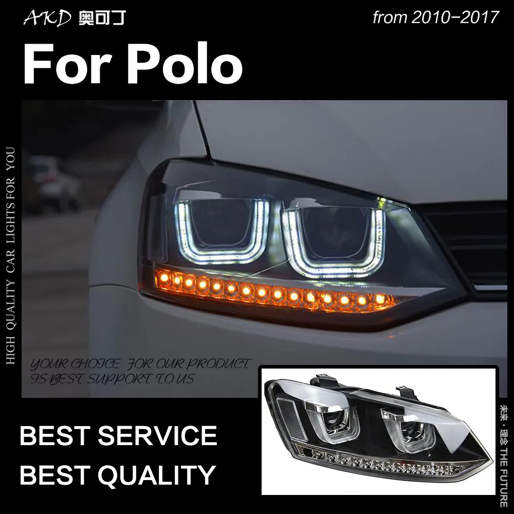 AKD Car Styling for VW Polo Headlights 2010-2017 Polo LED Headlight LED DRL Hid Head Lamp Angel Eye Bi Xenon Beam Accessories