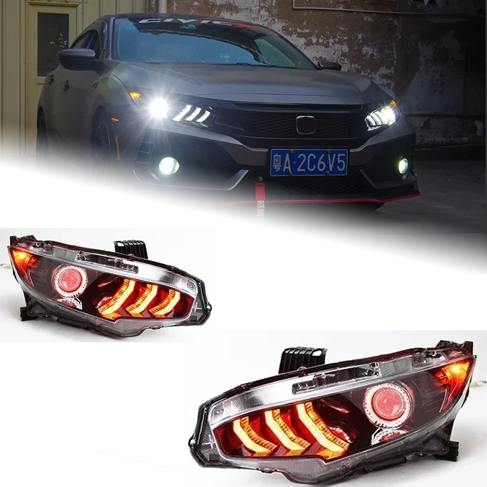 AKD Car Styling Headlights for Honda CIVIC X G10 Mustang LED Headlight 2016-2021 Head Lamp DRL Signal Projector Lens Automotive