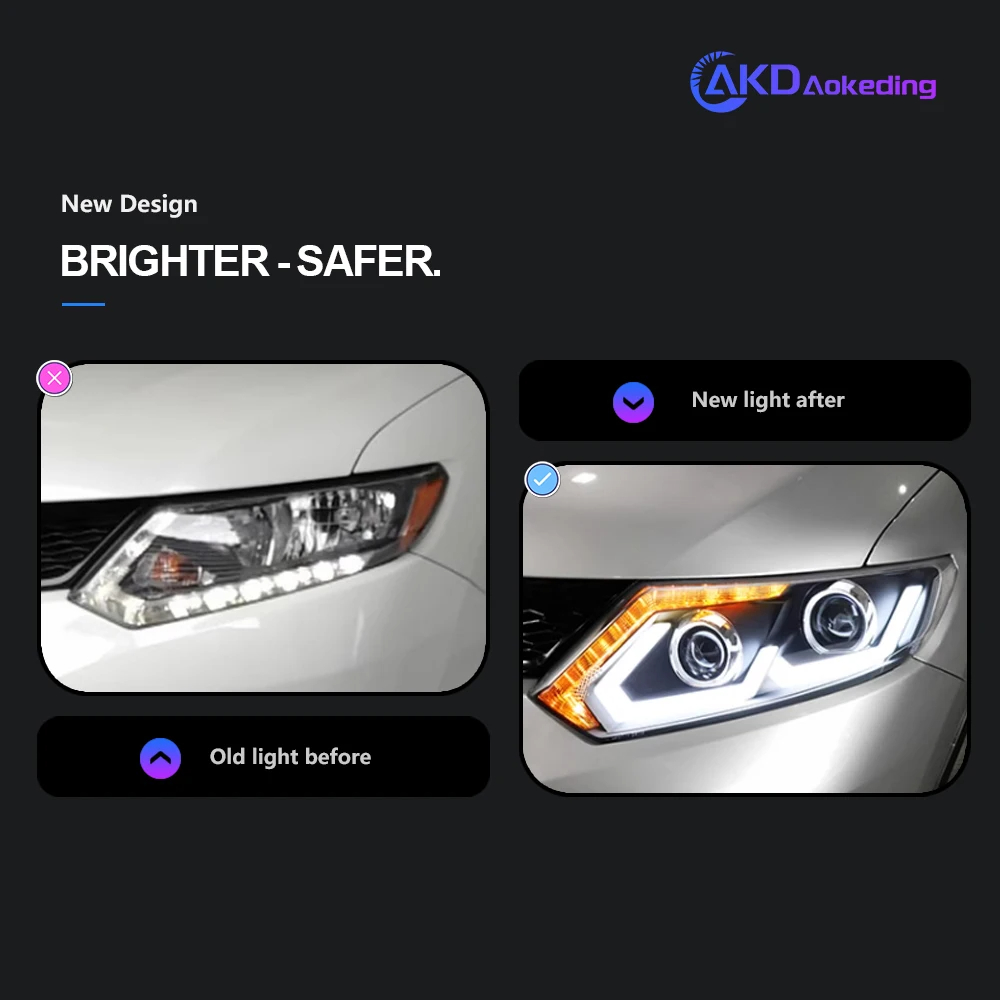 AKD Car Styling for Nissan X-trail Headlights 2014-2016 Rogue LED Headlight DRL Hid Option Head Lamp Angel Eye Beam Accessories