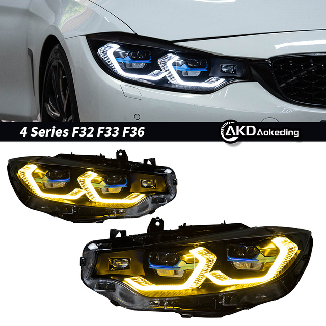 AKD Suitable for BMW F32 modified dual-color golden eye laser lens spoon headlight assembly