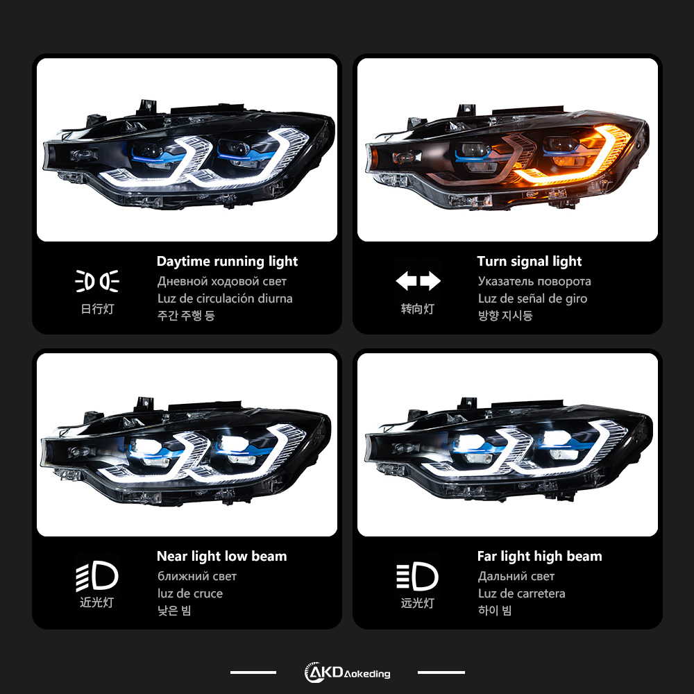 AKD Suitable for BMW 3 Series F30/F35 modified BMW M4 laser spoon headlights dual color switchable
