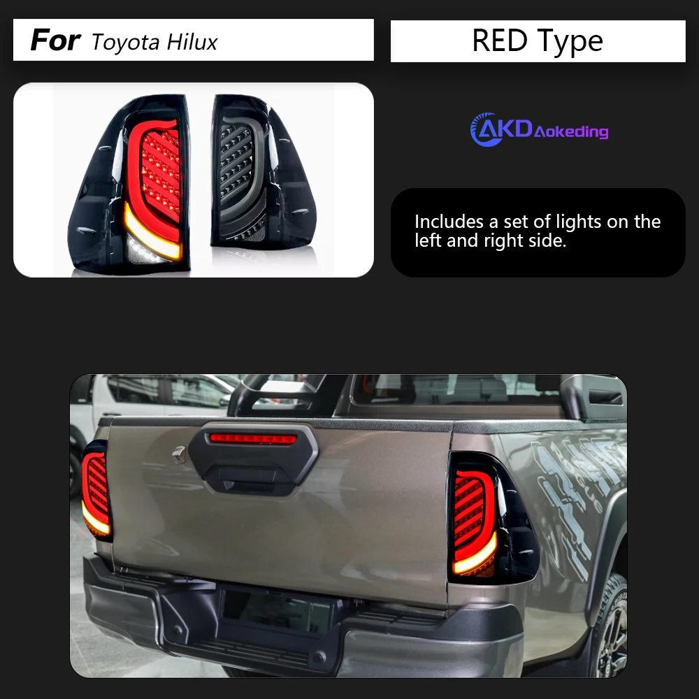 AKD Tail Lamp for Toyota Hilux LED Tail Light 2015-2020 Hilux Rear Fog Brake Turn Signal Automotive Accessories