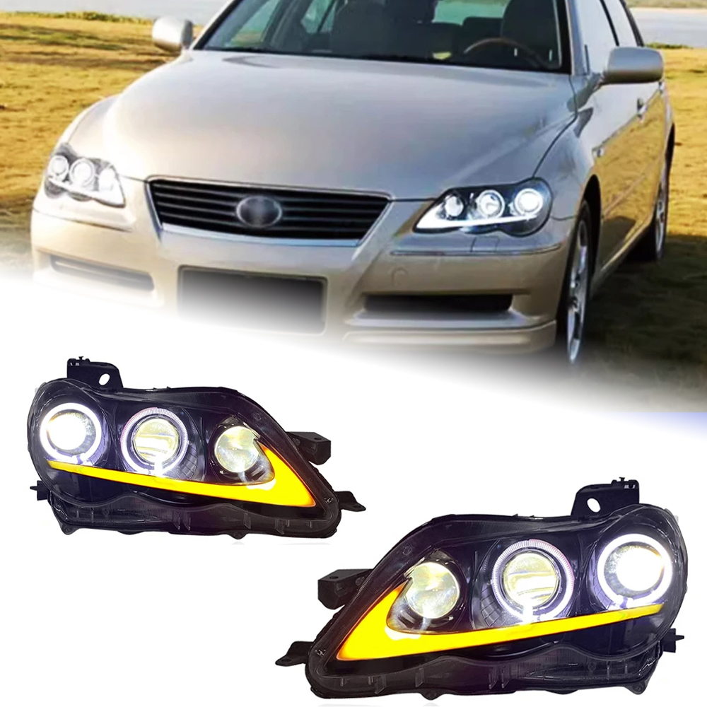 AKD Head Lamp for Toyota Mark X LED Headlight 2004-2009 Headlights Reiz DRL Turn Signal High Beam Angel Eye Projector Lens