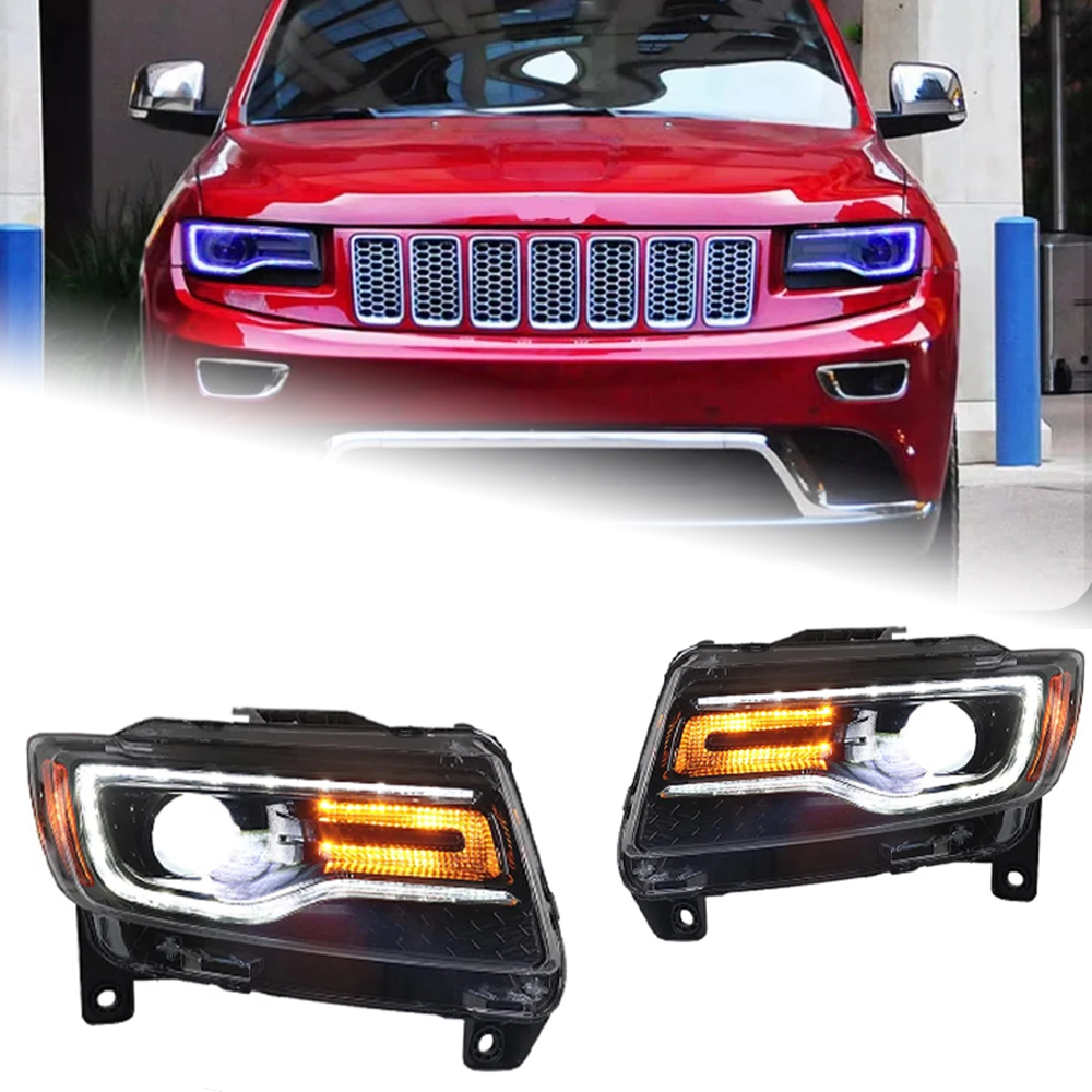 AKD Head Lamp for Grand Cherokee LED Headlight 2011-2016 Headlights Compass DRL Turn Signal High Beam Angel Eye Projector Lens