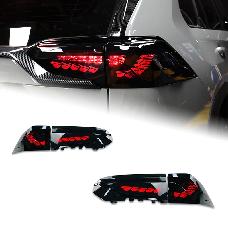 AKD 4 PCS Car Tail Lights Parts For RAV4 RAV 4 2019 2020 2021 Taillights Rear Lamp LED Signal Reversing Parking FACELIFT