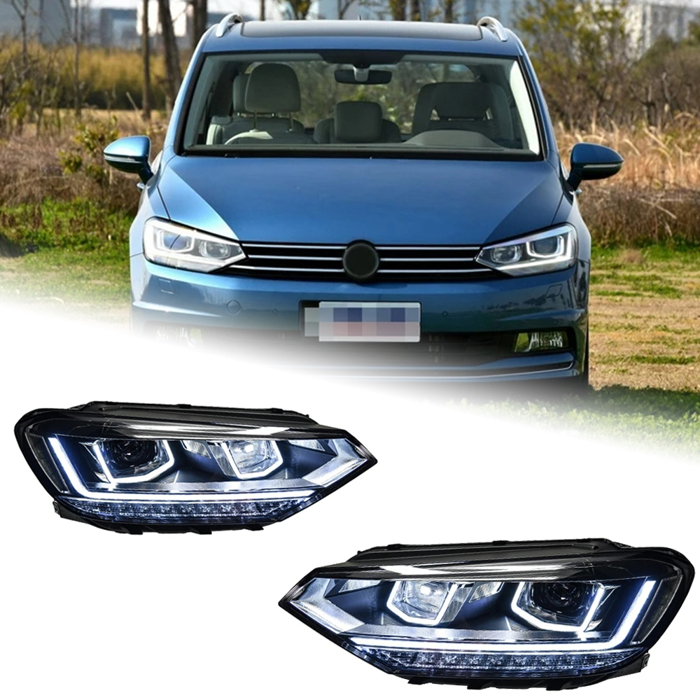 AKD Car Lights for VW Touran L 2016-2022 LED Auto Headlight Assembly Upgrade High Configure Style Design Bifocal Lens Tool Accessories