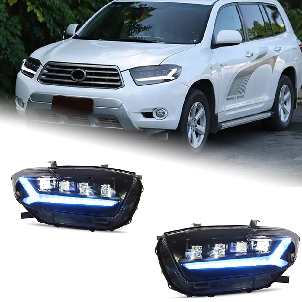 AKD Car Lights For Toyota Highlander 2009-2012 Kluger LED Headlights Assembly Upgrade Projector 4 Lens Dynamic Signal Lamp Tool Accessories