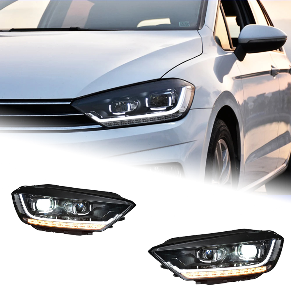 AKD Head Lamp for VW Golf Sportsvan LED Headlight 2016-2020 Headlights Sportsvan DRL Turn Signal High Beam Angel Eye Projector