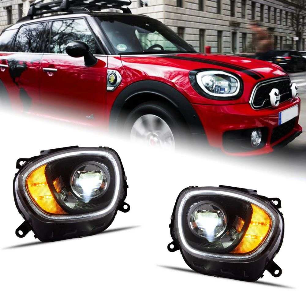 AKD Head Lamp for MINI Countryman F60 LED Headlight 2017-2021 Headlights F60 DRL Turn Signal High Beam Angel Eye Projector Lens