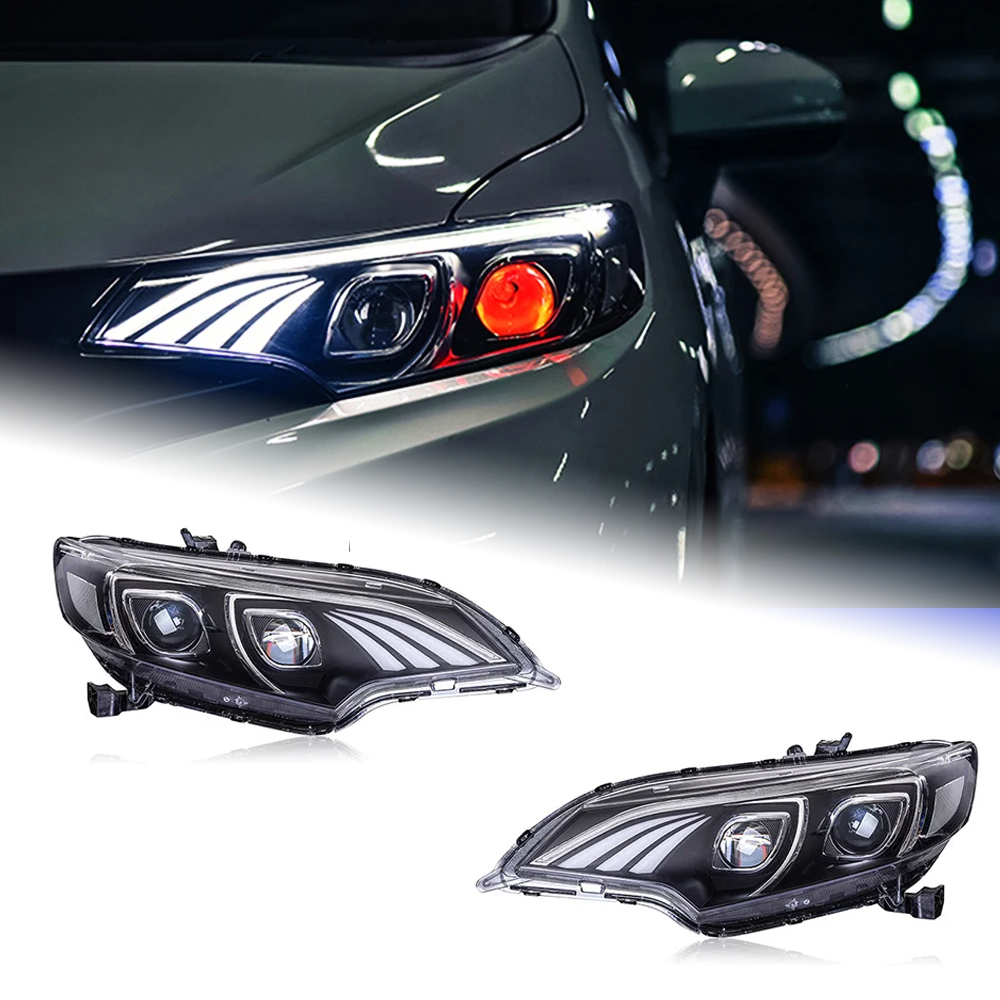 AKD Head Lamp for Honda Jazz Fit LED Headlight 2014-2019 Headlights Fit DRL Turn Signal High Beam Angel Eye Projector Lens