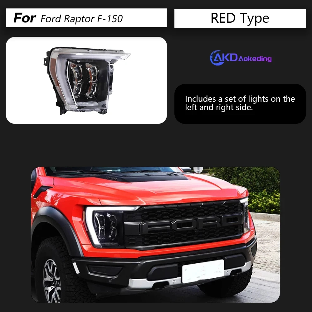 AKD Car Styling for Ford F-150 Raptor LED Headlight 2021-2023 Headlights F150 DRL Turn Signal High Bea Bi Xenon Beam Accessories