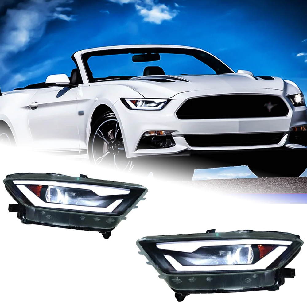 AKD Head Lamp for Ford Mustang LED Headlight 2015-2017 Headlights Mustang DRL Turn Signal High Beam Angel Eye Projector Lens