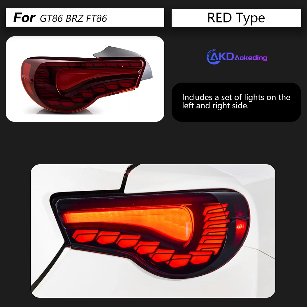 AKD Tail Lamp for Toyota GT86 LED Tail Light 2013-2019 Subaru BRZ GT86 Rear Fog Brake Turn Signal Automotive Accessories