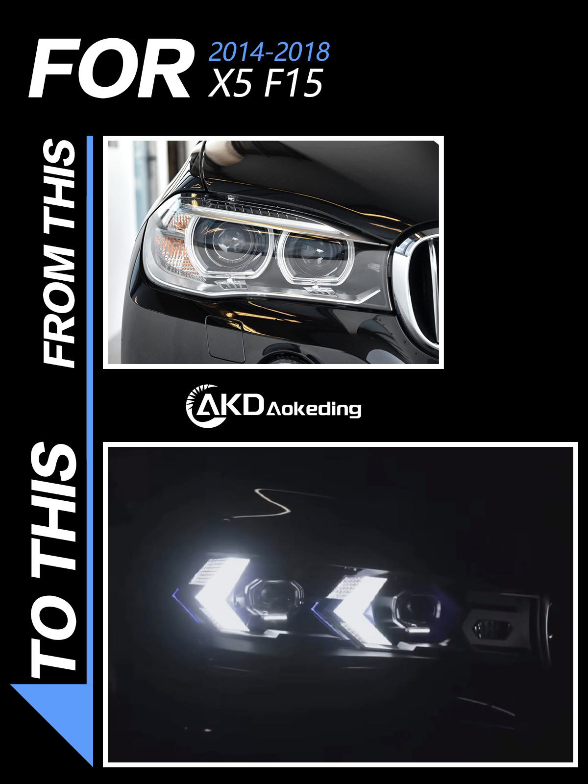 AKD Car Lights For Bmw X5 F15 2014-2018 LED Headlight Modified LED Head Lamp Laser Design DRL Signal Upgrade Automotive Accessories